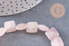 Perle carrée en quartz rose naturel, perle pierre naturelle, 12mm, fil de 20cm, x1 (G5877)