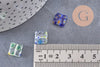 Perle carrée verre millefiori, perle verre,verre artisanal, perle bijou été, 10mm, x5 (G2614)