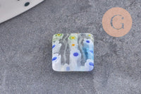 Perle carrée verre millefiori, perle verre,verre artisanal, perle bijou été, 10mm, x5 (G2614)