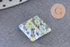 Perle carrée verre millefiori, perle verre,verre artisanal, perle bijou été,création bijoux 11mm, x5 (G5366)