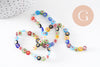 Perle cercle verre millefiori 6mm, perle verre chance, perle artisanale verre, perle bijou été, fil de 35 cm, x1 (G5384)