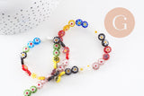 Perle cercle verre millefiori 8mm, x1 fil de 34cm (G5678)