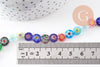 Perle cercle verre millefiori, perle verre chance, perle artisanale verre,perle bijou été, 8mm,le fil de 45 perles, x1 (G2804)