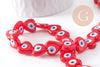 Perle coeur Mauvais Oeil verre rouge 12mm, x1 fil de 35cm (G10393)