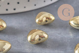 Perle coeur bombé plastique doré 13x15mm, x10 (G10968)