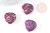 Perle coeur jadeite naturelle violette 25mm, x5 (G1833)