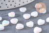 Perle coeur plastique acrylique blanc irisé 8mm, x30 (5.7gr) (G3490)