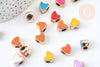 Perle coeur plastique doré multicolore pastel,perle acrylique,perle, 11.5mm, x10 (G5603)