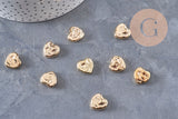 Perle coeur texturé plastique doré 13.5mm, x20 (G10967)
