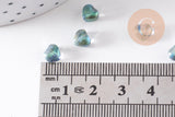 Perle coeur verre bleu irisé 6mm, des perles en verre pour création bijoux, x10 (G6249)