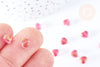 Perle coeur verre rouge irisé 6mm, des perles en verre, x10 (G6680)