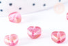 Perle coeur verre rouge irisé 6mm, des perles en verre, x10 (G6680)