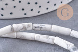 Perle colonne tube howlite naturelle blanche,perle pierre howlite naturelle,bijou perle pierre,13mm,x1 fil de 29 perles (G0216)