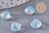 Perle coquillage verre transparent bleu clair 10.5mm, perles verre tchèque, verre bleu, x10 perles (G4375)