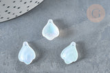 Perle coquillage verre transparent coloré 15mm, coquillage, x10 (G7391)