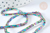 Perle cube hématite de synthèse multicolore 2mm, création bijoux DIY, le fil de 39cm, X1 (G7407)