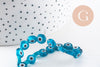 Perle disque Mauvais Oeil Grecque verre bleu turquoise,perle verre chance, perle artisanale verre, 8mm,fil de 49 perles, x1 (G4516)