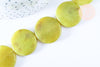 Perle disque jade naturel jaune 25mm,bijoux pierre naturelle, x5 G6466