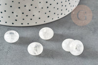 Perle donut rondelle cristal de roche naturel 14mm, pendentif rondelle pierre naturelle pour création de bijoux x2 (G9181)