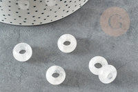 Perle donut rondelle cristal de roche naturel 14mm, pendentif rondelle pierre naturelle pour création de bijoux x2 (G9181)