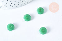 Perle donut verre imitation jade vert foncé 10mm, fournitures pour création de bijoux DIY, x2 G6999