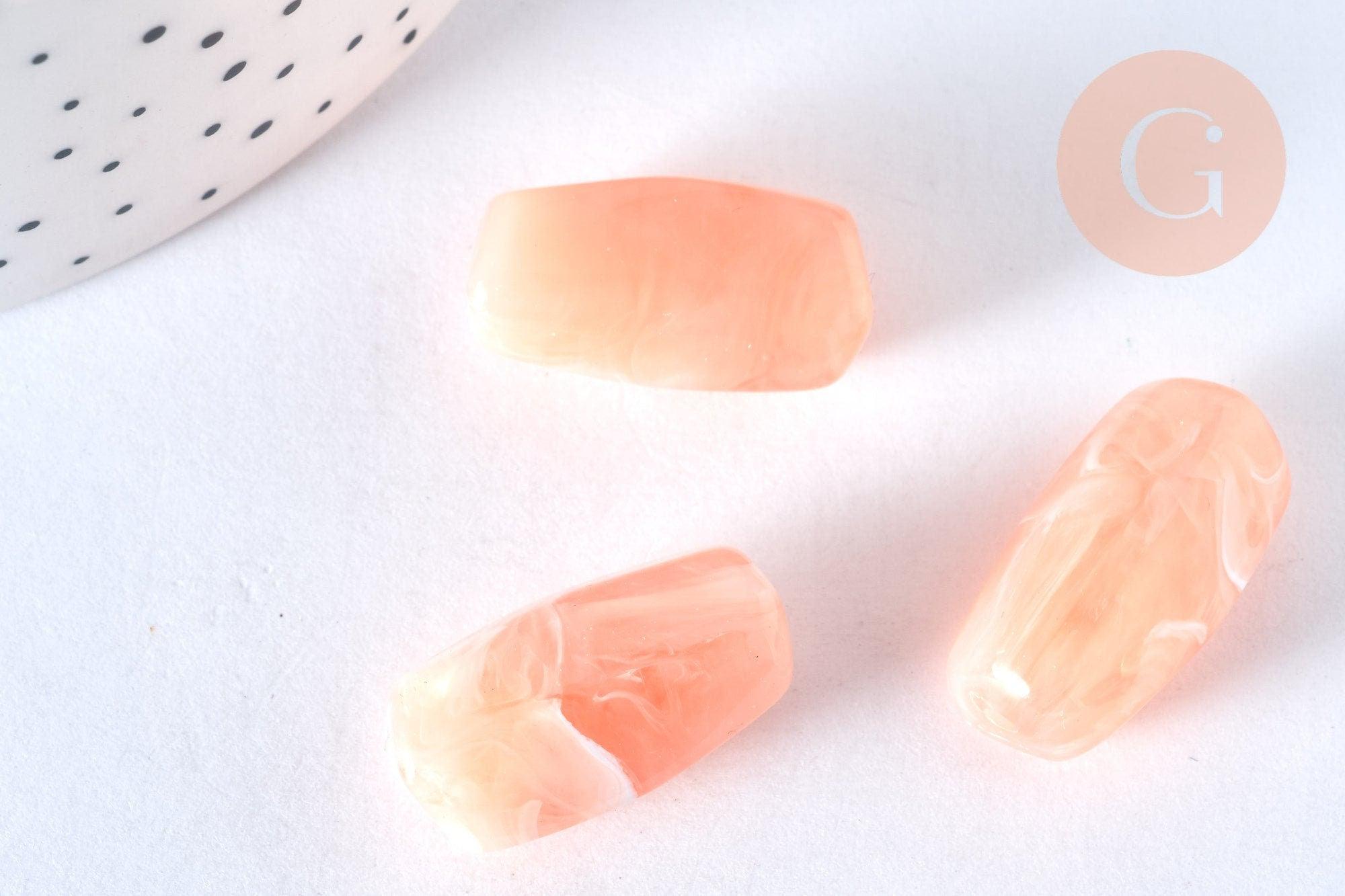 Perle en acrylique rose 25mm imitation pierre, x5 G6797