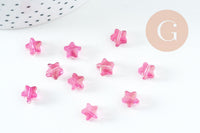 Perle étoile fuchsia poudre dorée imitation jade 8mm, x10 (G10723)