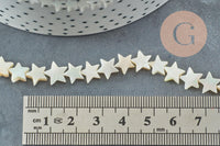 Perle etoile nacre blanche naturelle irisée 8-9mm, étoile nacre coquillage blanc, x1 fil de 39cm, x1 (G6611)