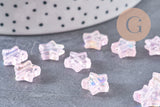 Perle étoile plastique acrylique rose irisé 11mm, x 30 (7.4gr) (G3493)