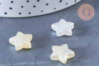 Perle étoile plastique blanc nacré 14mm, x10 perles (G6435)