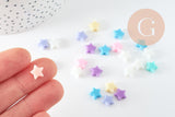 Perle étoile plastique multicolore plastel,pendentif acrylique,création bijoux plastique coloré, 10mm, x30 G4051