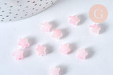 Perle étoile verre rose laiteux et poudre de paillette, perles en verre DIY, 8mm, x10, (G6822)