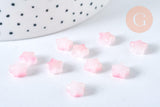 Perle étoile verre rose laiteux et poudre de paillette, perles en verre DIY, 8mm, x10, (G6822)