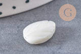 Perle feuille nacre blanche naturelle 9 ou 14mm, x10 (G5850)