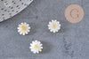 Perle fleur marguerite nacre naturelle, perle fleur,nacre naturelle,coquillage blanc,création bijoux,10mm, x1 G4218