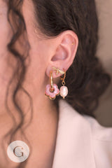 Perle fleur résine multicolore pour créole interchangeable 14.5mm, x20 (G10333)