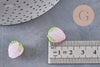 Perle fraise verre tchèque coloré 15mm, x1 ou x3 ou x5 (G10986)