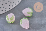 Perle fraise verre tchèque coloré 15mm, x1 ou x3 ou x5 (G10986)