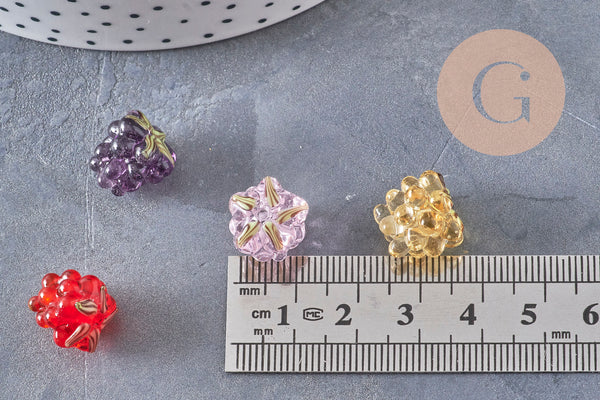 Perle framboise verre tchèque coloré 12.5mm, x1 (G11026)