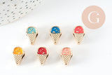 Perle glace plastique doré multicolore pastel,perle acrylique,création bijoux plastique coloré, 14.5mm, x10 G4529