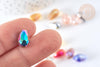 Perle goutte cristal facettée multicolore AB 12x8mm, création bijoux cristal, X10 (G7578)