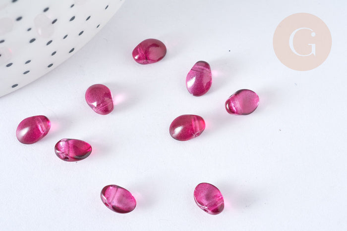 Perle goutte verre rouge foncé 8,5mm, perle cristal , x10 (G7231)