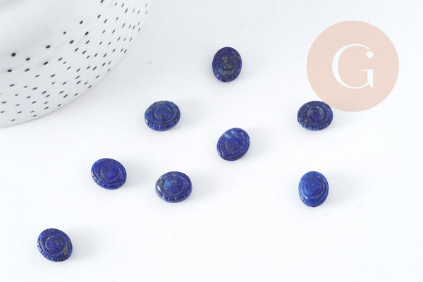 Perle gravée oeil protecteur lapis lazulis naturel 10x12mm, x1 (G2343)