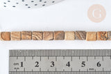 Perle heishi tube Jaspe paysage naturelle 6x6mm,x1 fil de 39.8cm (G7541)