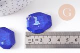 Perle hexagonale howlite bleue, howlite naturelle, perle bleue, x5 (G5491)