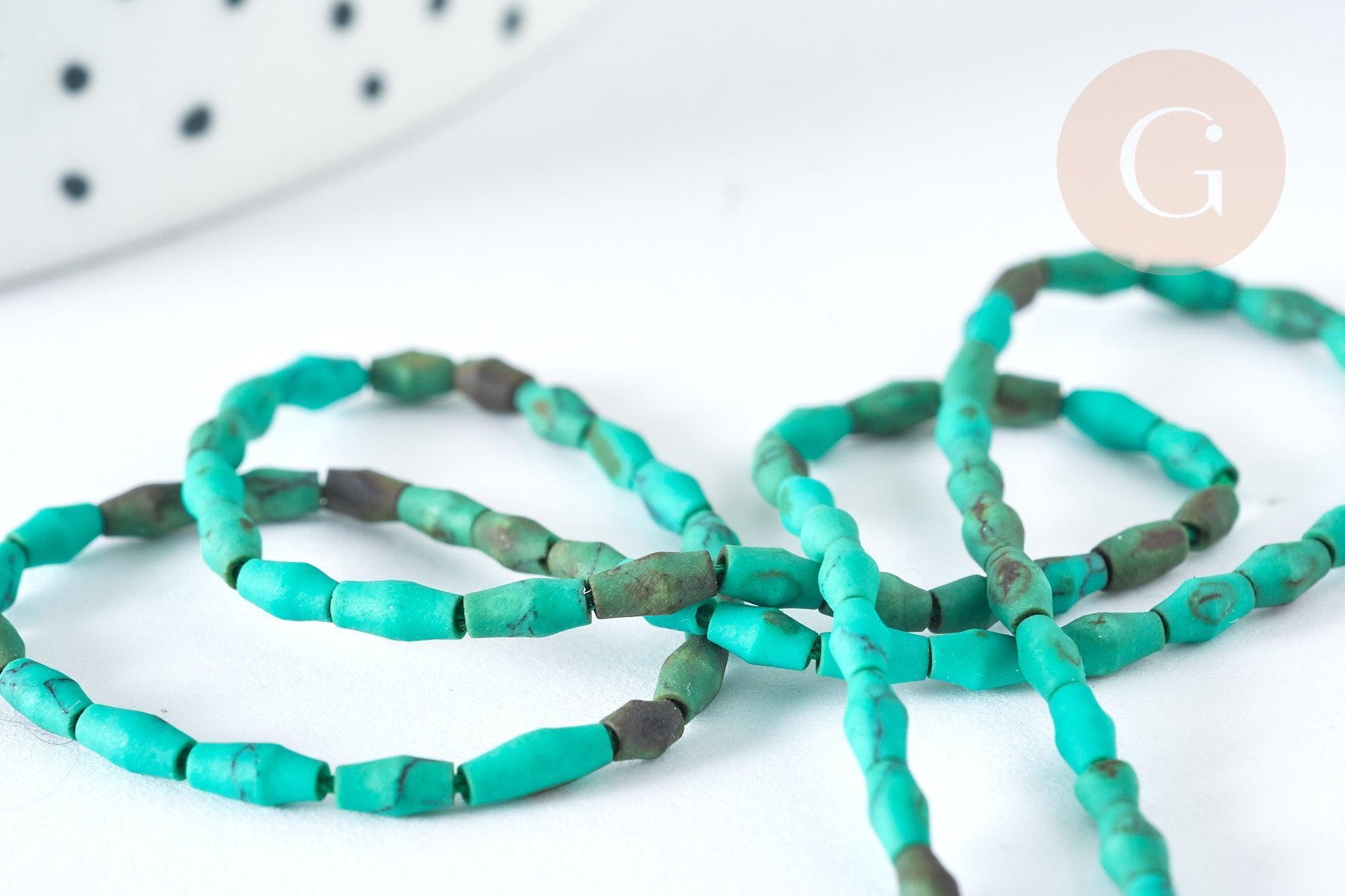 Perle howlite naturelle teintée vert, bijou en pierre naturelle, howlite naturelle, perle en pierre, fil de 50cm - (G7261)