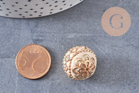 Perle indonesienne polymère gris strass et zamac doré 19.5mm,création bijou ethnique exotique, x1 (G5906)