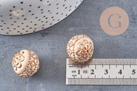 Perle indonesienne polymère gris strass et zamac doré 19.5mm,création bijou ethnique exotique, x1 (G5906)