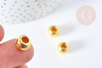 Perle intercalaire Pony Bead zamac doré 10mm, x20 (G8535)