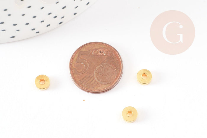 Perle intercalaire disque heishi rondelles laiton doré 6mm, x50 (G3322)
